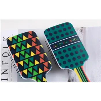 

Women Girls Bohemian Rainbow Stripes Anti-Static Air Cushion Massage Comb Portable Ball-Tipped Hairbrush Salon Hair Styling Tool