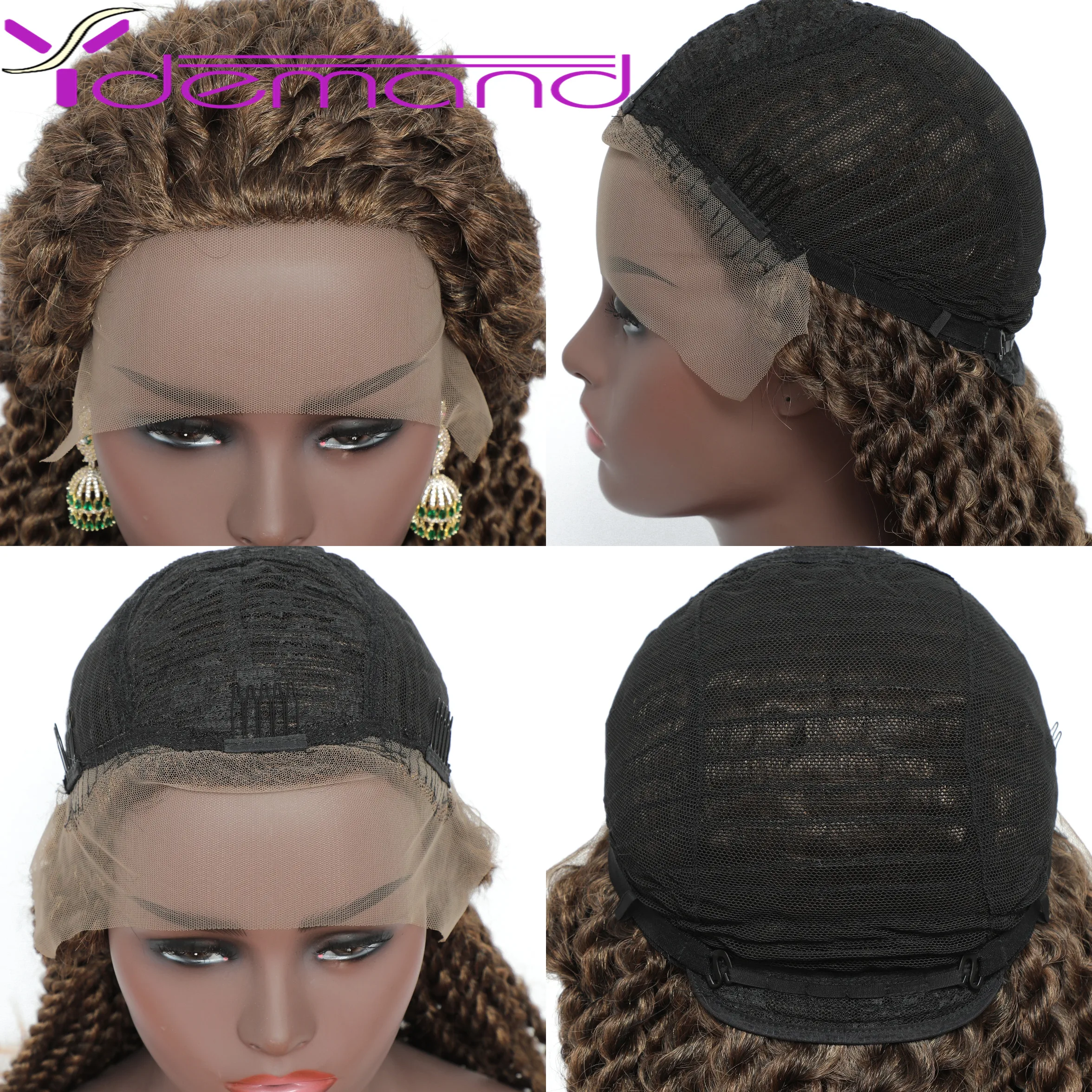 Y Demand Synthetic Lace Front Wig Afro 2x Twist Braids Wigs For Black Women Mambo Full Head Wig Braided