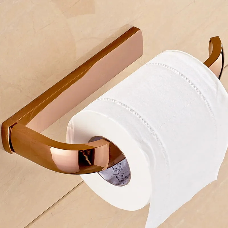 Rose Gold Double Towel Bars Bathroom Towel Ring Wall Mounted Bathroom Accessories Rack Ring Toilet Brush Soap Holder bathroom hardware set bathroom hardware accessories