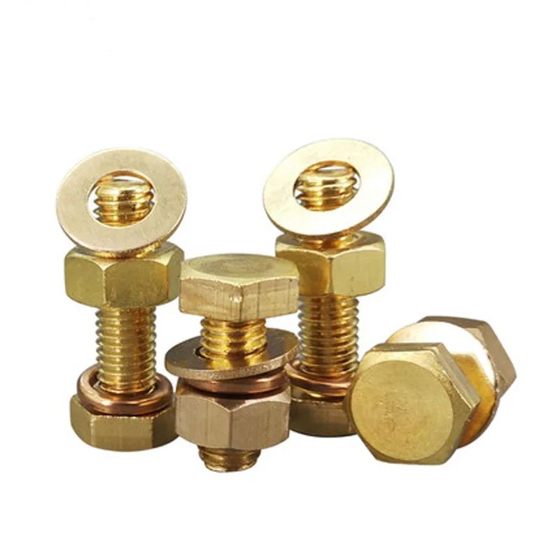 M8 M10 Brass Hexagon Screw Set External Hex Screws Flat Pad/Spring Pad