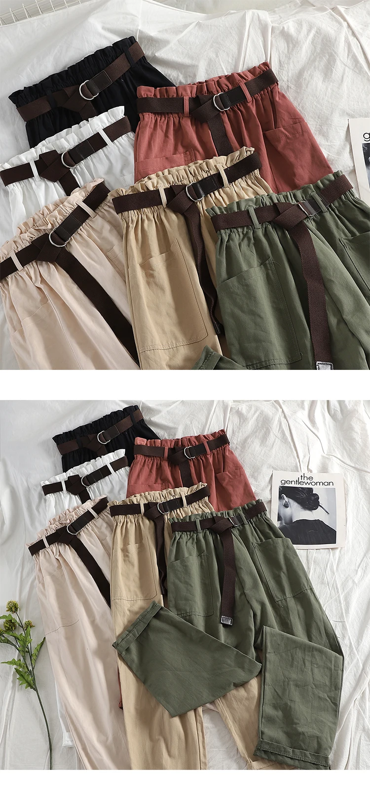 SINGRAIN Женские винтажные повседневные брюки-карго Харадзюку эластичные уличные брюки прямые брюки длиной до щиколотки