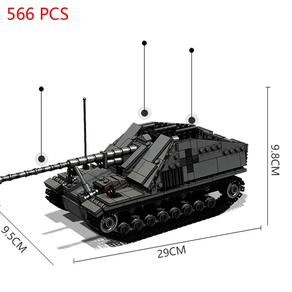 

hot military WWII technic Rhino automatic anti-tank vehicles German army weapons war moc Building Blocks model bricks toys gift