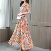 JAYCOSIN женское летнее платье повседневное с коротким рукавом длинное платье Бохо цветочный принт Макси платье с v-образным вырезом Бандажное элегантное платье 725W