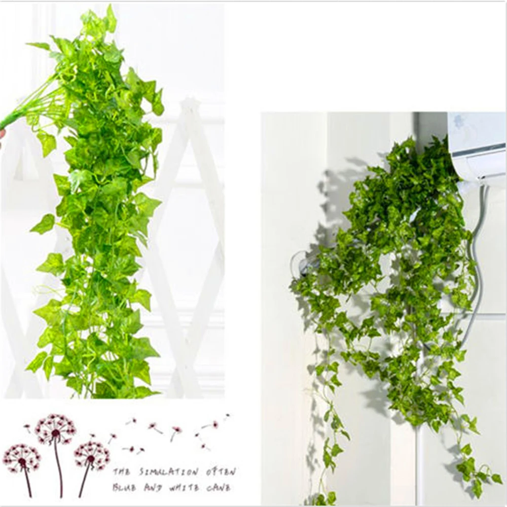 12Pcs 2M Artificial Vine Grape Leaves Fake Hanging Vine Plant Leaves Home Garden Wall Decoration Green Plants False Foliage