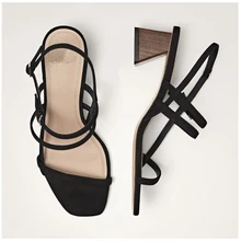 

Jenny&Dave Slippers Women Sandals Summer England Office Lady Simple Roma Genuine Leather High Heels Sandals Women Shoes Woman