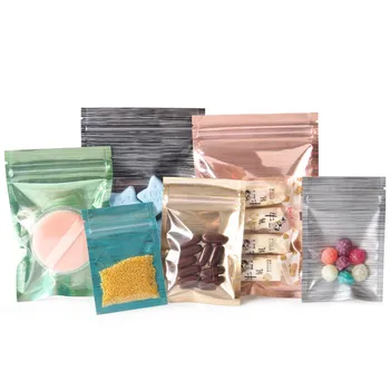 

100Pcs/lot Drawing Clear Aluminum Foil Zip Lock Heat Sealing Reusable Packaging Bags Zipper Coffee Candy Beans Retails Pouches