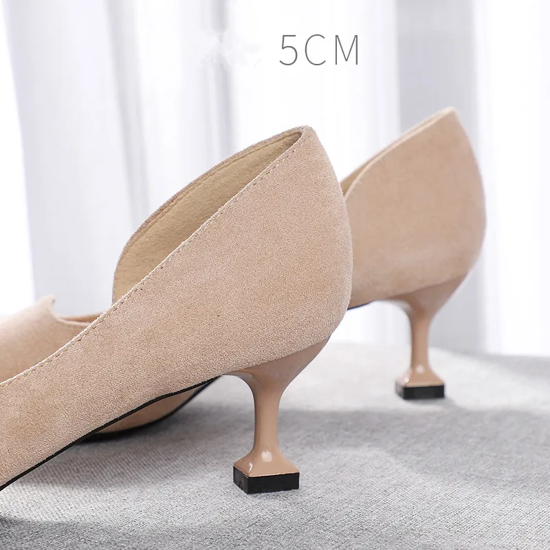 Yeni 2020 Ince Yuksek Topuklu Ayakkabilar Kadin Kucuk Kedi Toynak Topuklu 5cm Sivri Burun Cut Out Kati Akin Seksi Bayanlar Kariyer Ofis Pompalari Women S Pumps Aliexpress