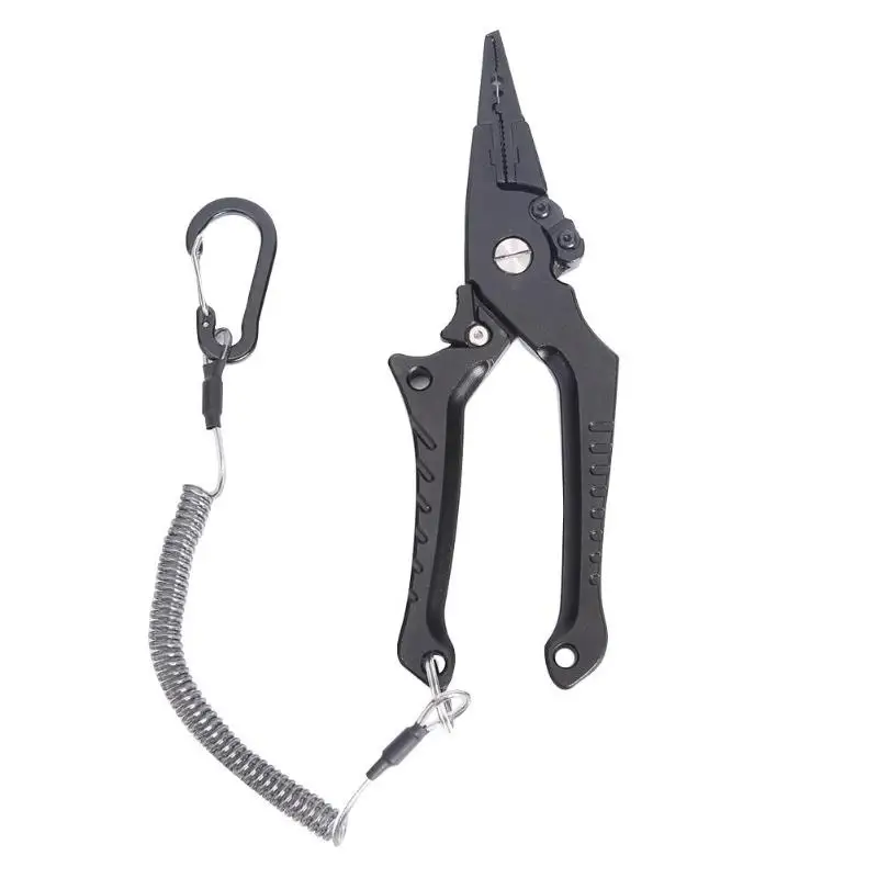 

Self-locking Fishing Pliers Hook Remover Line Cutter Fish Gripper Fish Tool Aluminum Alloy Black Fishing Accessories