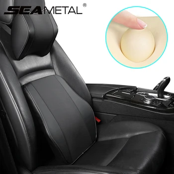 

Car Seat Neck Pillow Waist Pillow Set Super Soft 3D Memory Foam Headrest Cushion for Neck Pain Relief Adjustable Strap Design