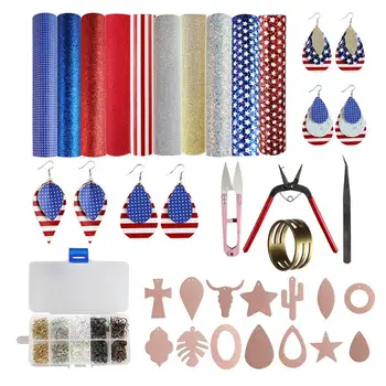 

DIY Earrings Making Kit Jewelry Making Tool Tweezers Punch Pliers Small Scissors Ear Hook Box Leather Suit Open Ring Template
