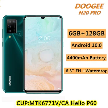Перейти на Алиэкспресс и купить DOOGEE N20 Pro 6,3 дюйма FHD + Дисплей Android 10 глобальная версия мобильный телефон Quad Camera 4400 мАч 6 Гб RAM 128 Гб ROM смартфон
