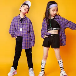 Дети джаз танец костюмы худи рубашки с коротким рукавом в стиле «хип-хоп» Детские костюмы дети девочки хип-хоп комплекты для мальчиков
