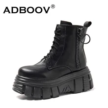 ADBOOV Winter Boots Wedge Women Ladies Height Zip Ankle Platform Increasing Side-Zip