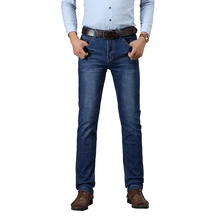 SULEE бренд Для мужчин s брендовые джинсы для мужчин Regular подходят джинсы из денима на каждый день брюки джинсы стираного синего цвета для Для мужчин