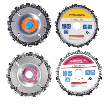 

5 Inch Chain Grinder Chain Saws Disc Woodworking Chain Plate Tool Multi-Functional Wood Carving Disc Angle Grinding Tool