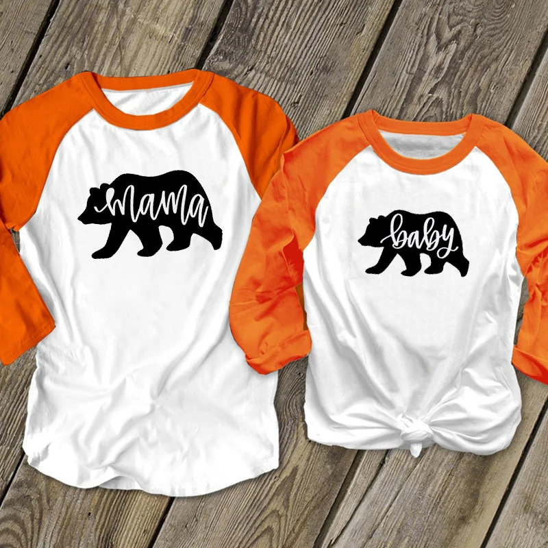 Mama Bear/футболки в винтажном стиле Семейная рубашка с длинными рукавами Одинаковая