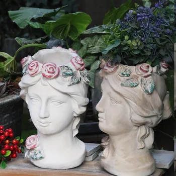 

Creative Retro Venus Goddess Statue Fleshiness Flower Pot Portrait Art Cement Pot Garden Courtyard Gardening Decorations R3005
