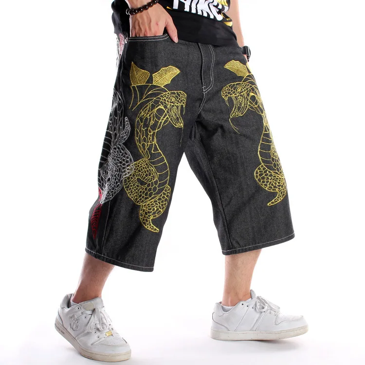 Men's Embroidery Hip Hip Denim Shorts 