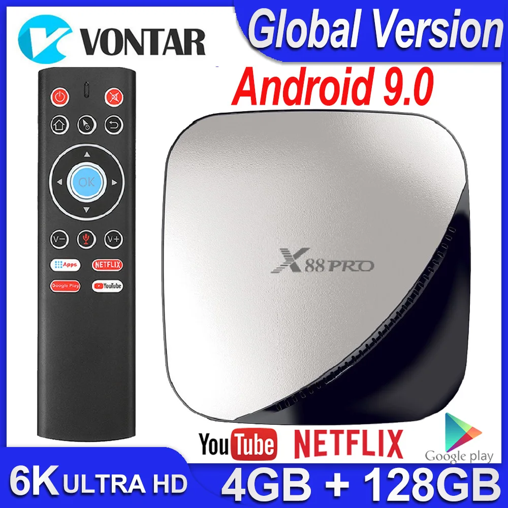  TV BOX Android 9.0 Smart TV BOX X88 Pro 4GB RAM 32GB/64GB/128GB ROM Android TV Box 4K 60fps RK3318 