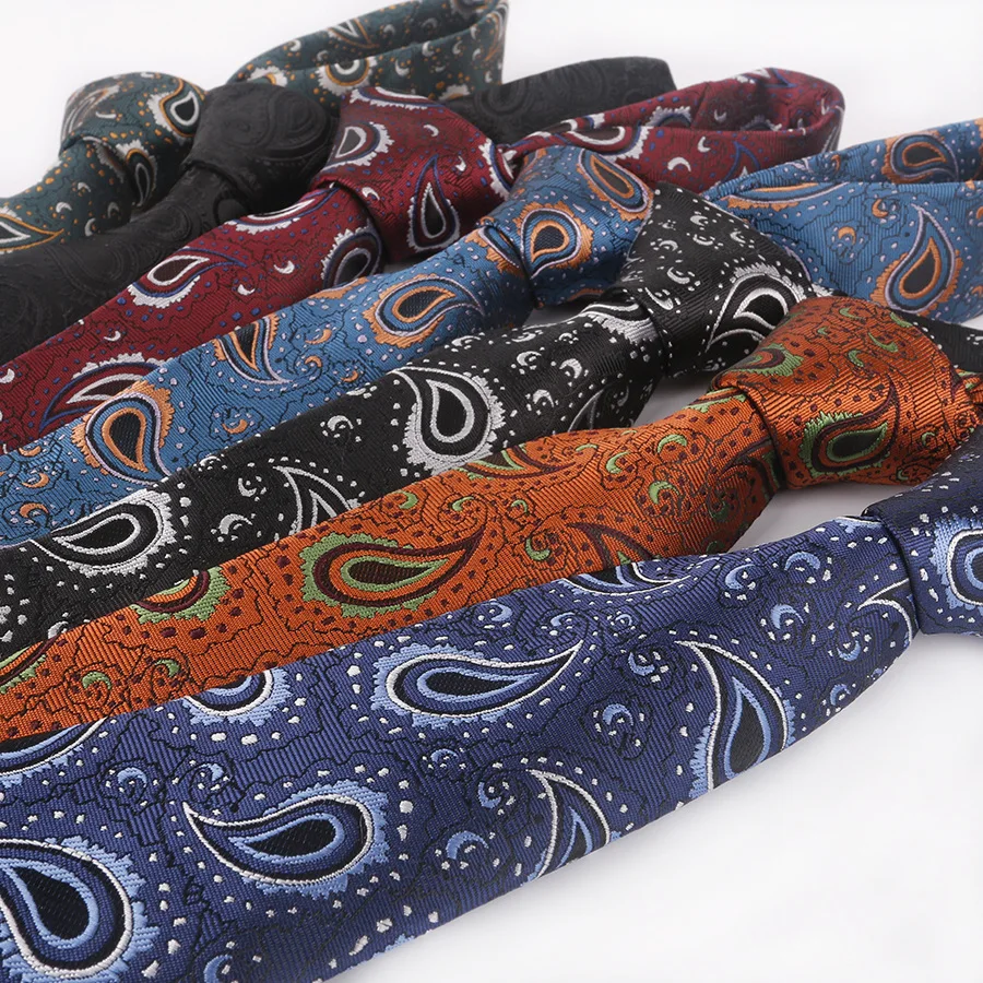 

Sitonjwly 6cm Polyester Yarn Tie for Men and Women Fashion Business Paisley Classic Silk Formal Neck Tie Gift Cravat Custom Logo