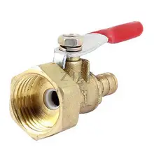 Золотой тон 1/" трубная резьба полный порт Рычаг Ручка шланг Барб Латунный Шаровой Клапан