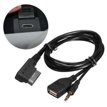 

Car Audio Music 3.5mm AUX Cable AMI/MDI/MMI Interface USB+Charger For Audi Volkswagen Wire Adapter