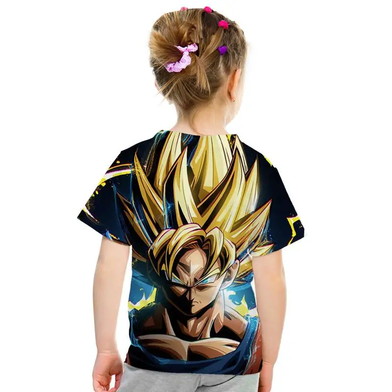 Крутая Детская футболка с принтом в виде Dragon Ball Z Goku Saiyan, модные топы с короткими рукавами для мальчиков и девочек