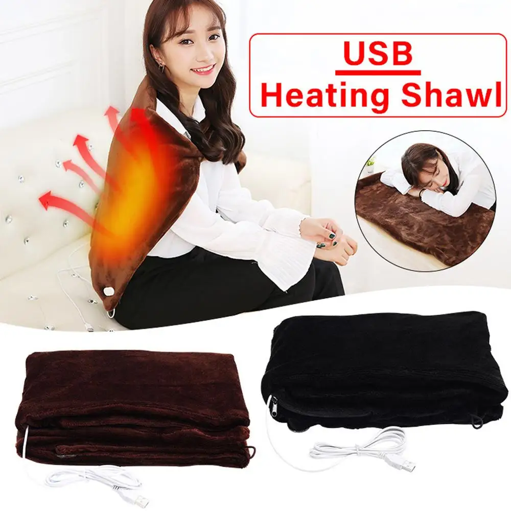 Electric Warming Heating Blanket Pad Shoulder Neck Mobile Heating Shawl USB
