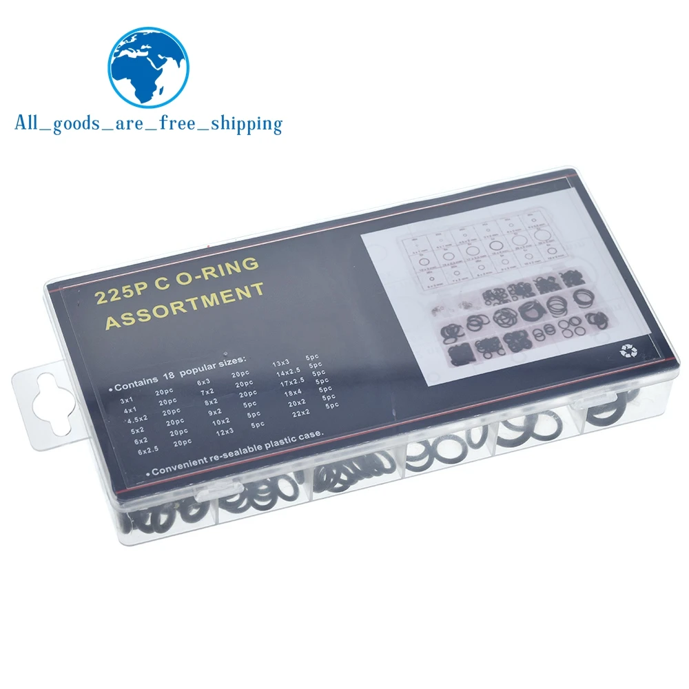 225 pcs Rubber O Ring O Ring Washer Seals Watertightness Assortment