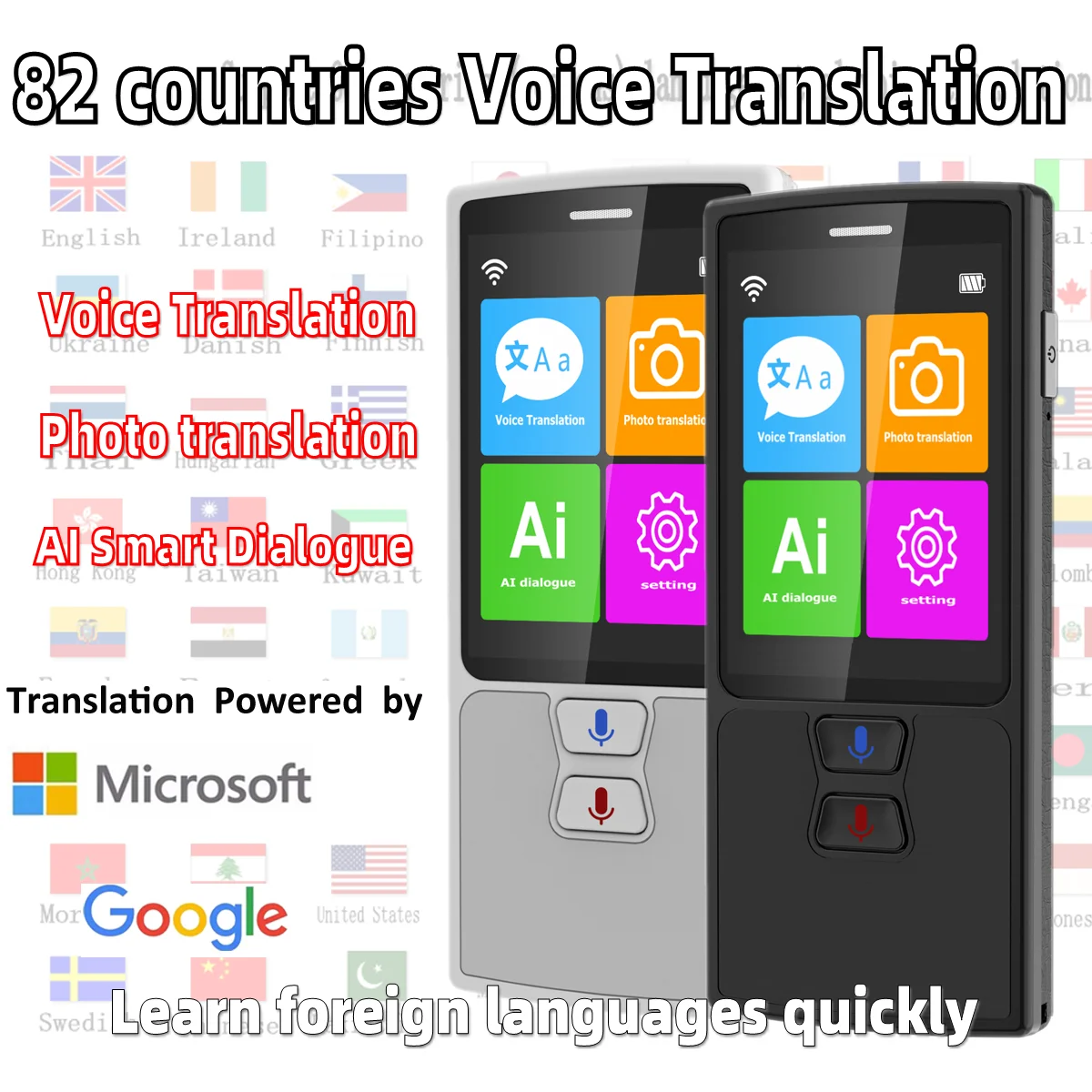 Voice translator 2.4 Inch Screen Photo translation Smart Translator 82 Multi-language Global Travel translator