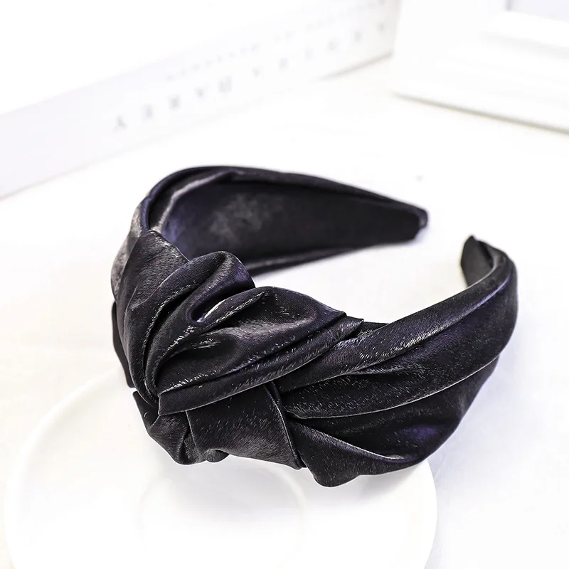 silk black Зимняя женская бархатная повязка на голову, 8 см, аксессуары для волос, Корея, повязка на голову для девочек, черная бархатная повязка на голову - Цвет: silk black