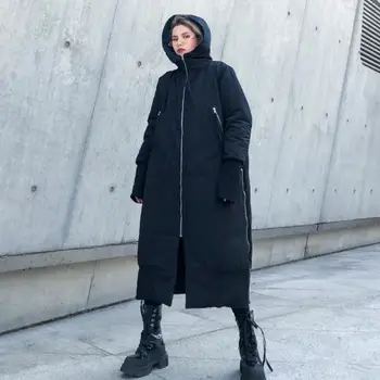 

Streetstyle over the knee Cotton coat winter down cotton parkas female was thin thicker warm oversized cotton jackets F585