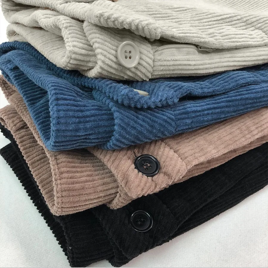 

Corduroy Pants Women Loose Korean Spring Autumn Straight Thick Ankle-Length Pants Casual Trousers Pencil Pants