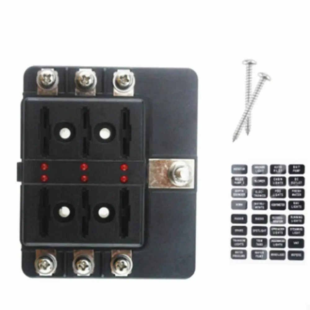 

6 Way Standard Blade LED Fuse Box Holder With Failure Light Car Marine For Car Auto Accessories Blade Fuse Box