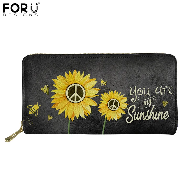 FORUDESIGNS кошельки с подсолнухами женский клатч You are my sunshine кошелек из искусственной