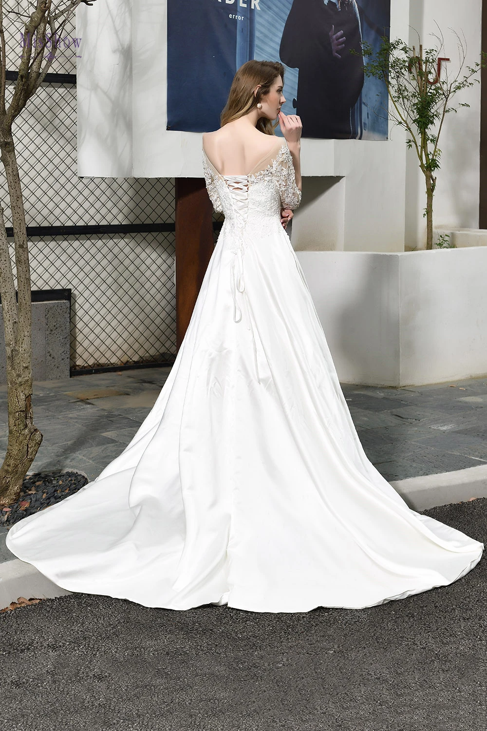 Robe De Mariee Длинные свадебные платья с коротким рукавом Свадебные платья трапециевидной формы атласные аппликации Бисероплетение халаты-быстрая Mariage