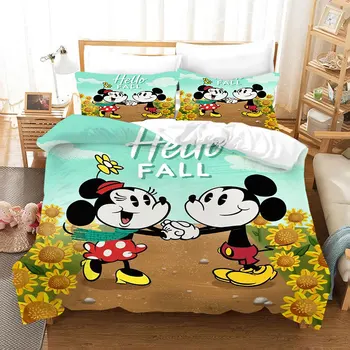

Disney Mickey mouse Bedding Set Duvet Cover pillowcase Minnie mickey cartoon Children bed set Home textile Disney