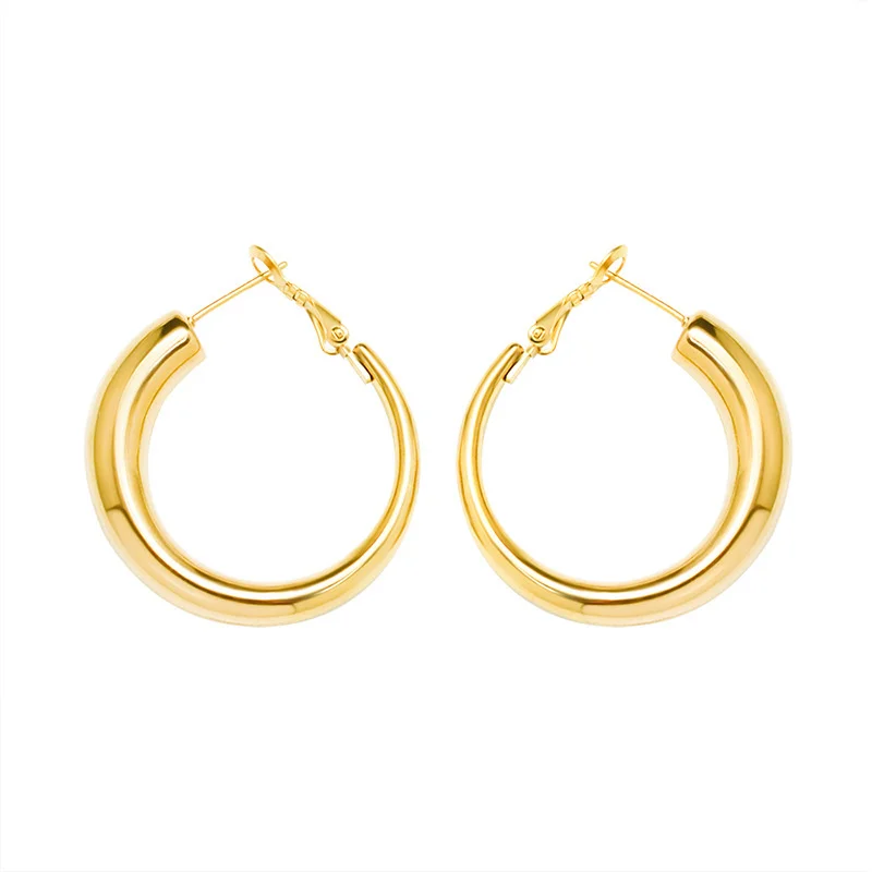 Stainless Steel Geometry Hollow Hoop Earrings Trendy 2021 Simple Female Plated Gold For Women Earing Trend Designer Jewelry | Украшения и