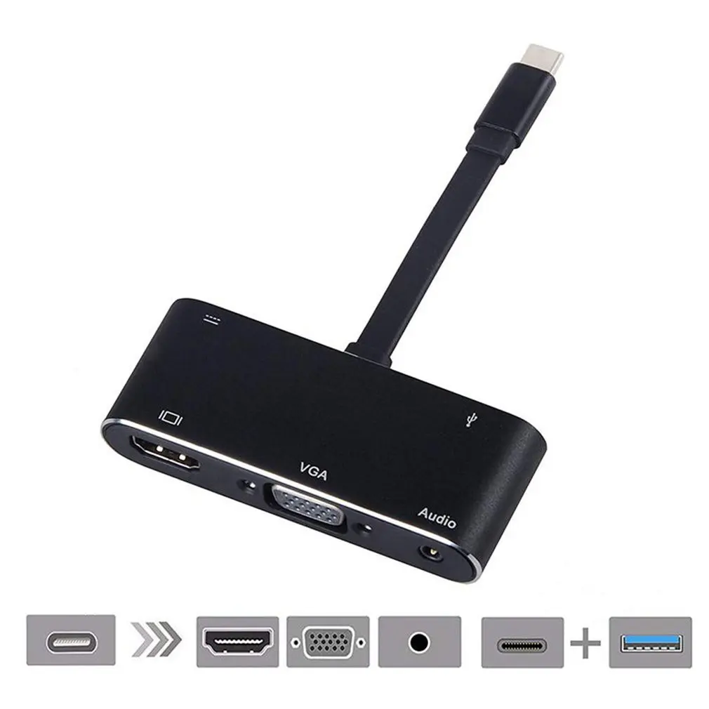 Usb C к Hdmi Vga адаптер Hdmi/Vga/Аудио/USB3.0 порт+ USB C порт(PD) конвертер для Macbook samsung ноутбука