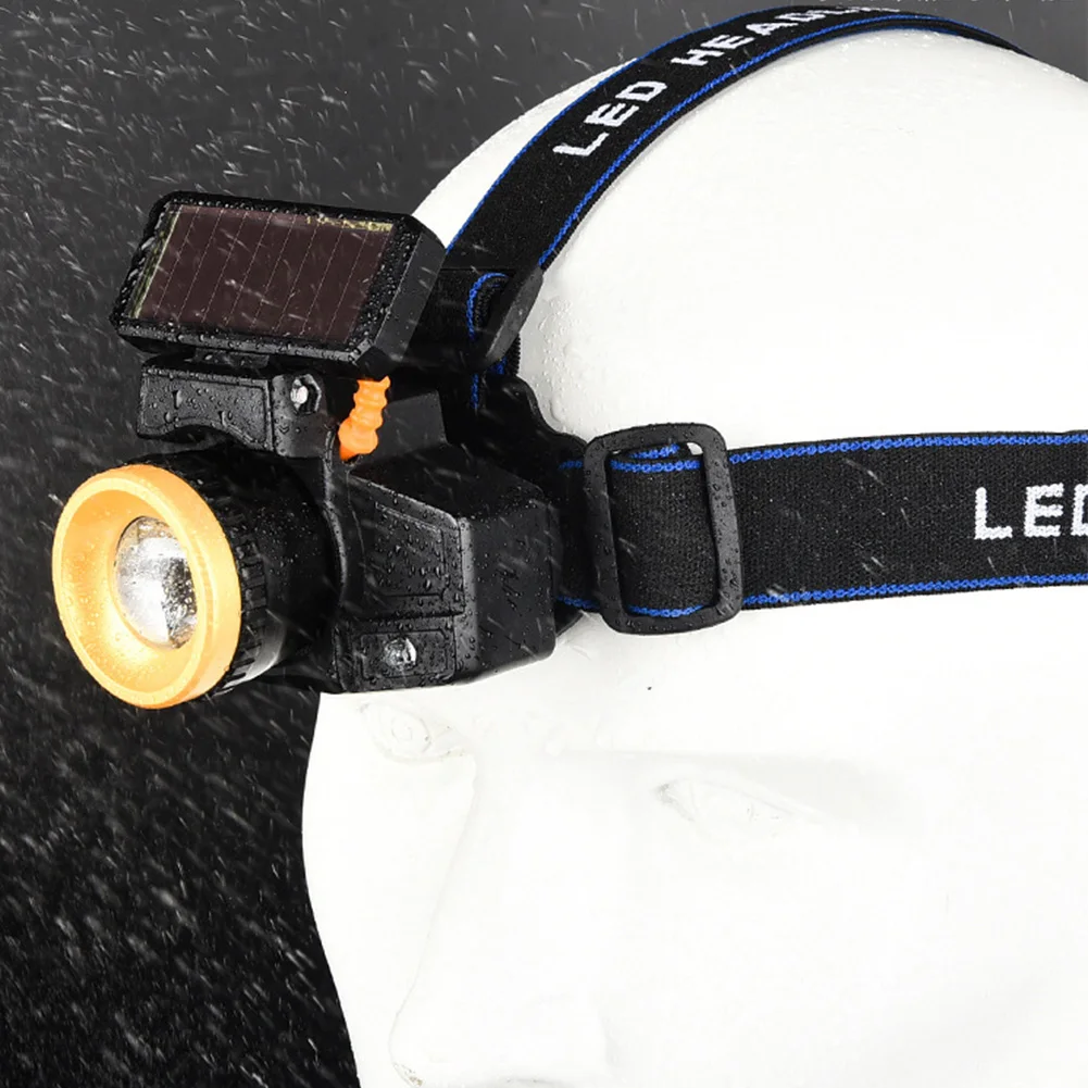 High Brightness Hiking Solar Powered Zoomable Camping Portable Headlight With Belt Motion Sensor Fishing Outdoor Sport Emergency