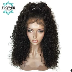 Brazilian Human Hair Wig Curly 13x6 Lace Front Wigs For Black Women Glueless Curly Human Hair Wig 150%Density Flowerseason