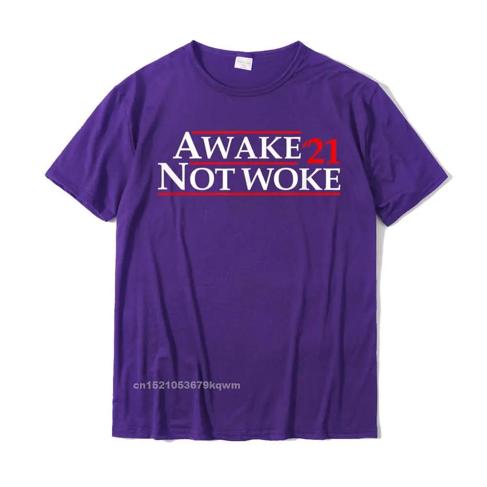 Brand New Male T-shirts comfortable Casual Tops Shirt 100% Cotton Short Sleeve Slim Fit Tee-Shirt O-Neck Free Shipping Free Speech - Awake Not Woke - Political Censorship T-Shirt__4660 purple