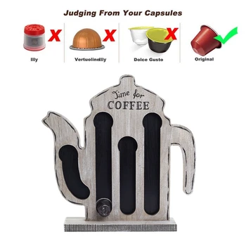

LUDA Wooden Coffee Capsule Holder 10-15 Cups Retro Teapot Shape Coffee Pod Rack Coffee Capsule Dispensing Stand Home Decor