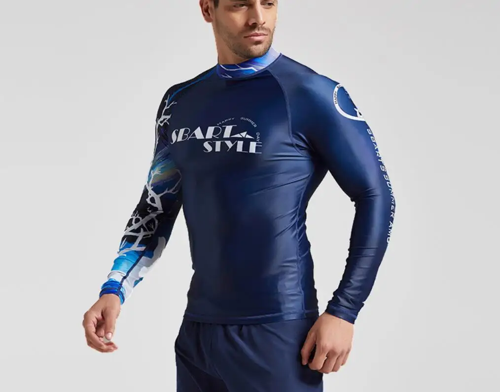 Men's UV Sun Protection Long Sleeve Top Shirts Skins Tee Compression Base Layer Dry-Fit Compression Gym Trainning Shirt 3XL