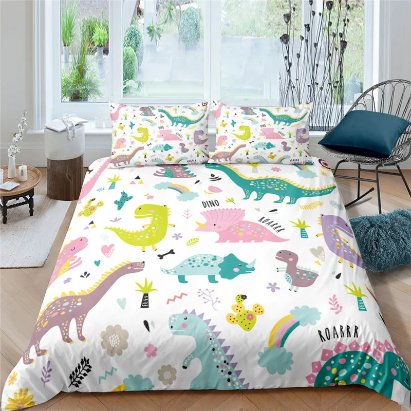 

Home Living Luxury 3D Cartoon Dinosaur Bedding Set Comfortable Duvet Cover Set Kids Bedding Set Queen and King EU/US/AU/UK Size