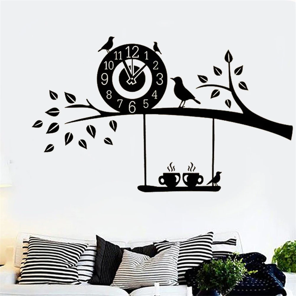 

Пользовательские настенные наклейки с часами, летающие фотообои, виниловые наклейки для гостиной, фрески, домашний декор, обои, украшения ...