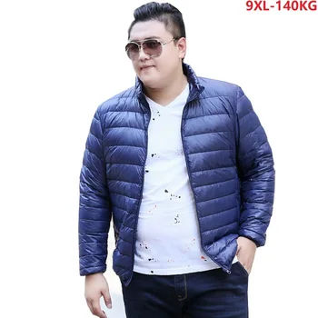

large size winter men jackets down parkas duck light thin big men 7XL 8XL 9XL jackets father man warm coat outwear blue 140KG 54