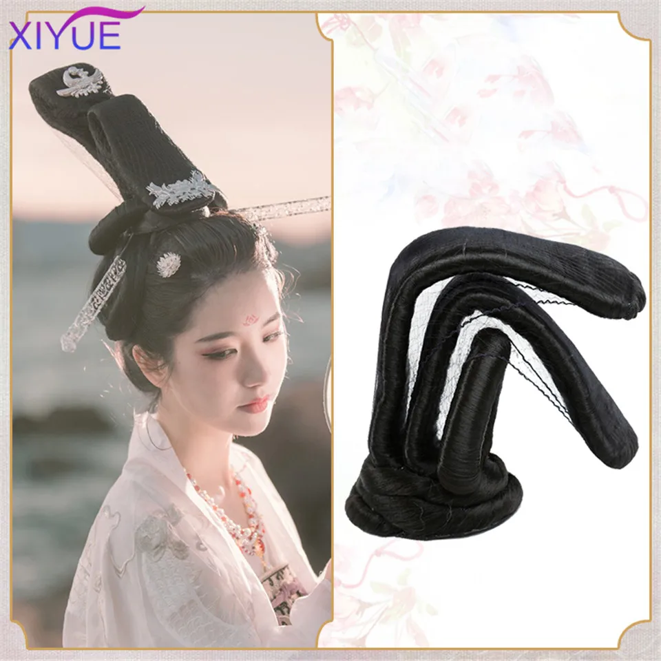 XIYUE Women's Hanfu Ancient Costume Chinese Ancient Synthetic Wig Chignon Princess Hair Bun Stage TV Cosplay Wig