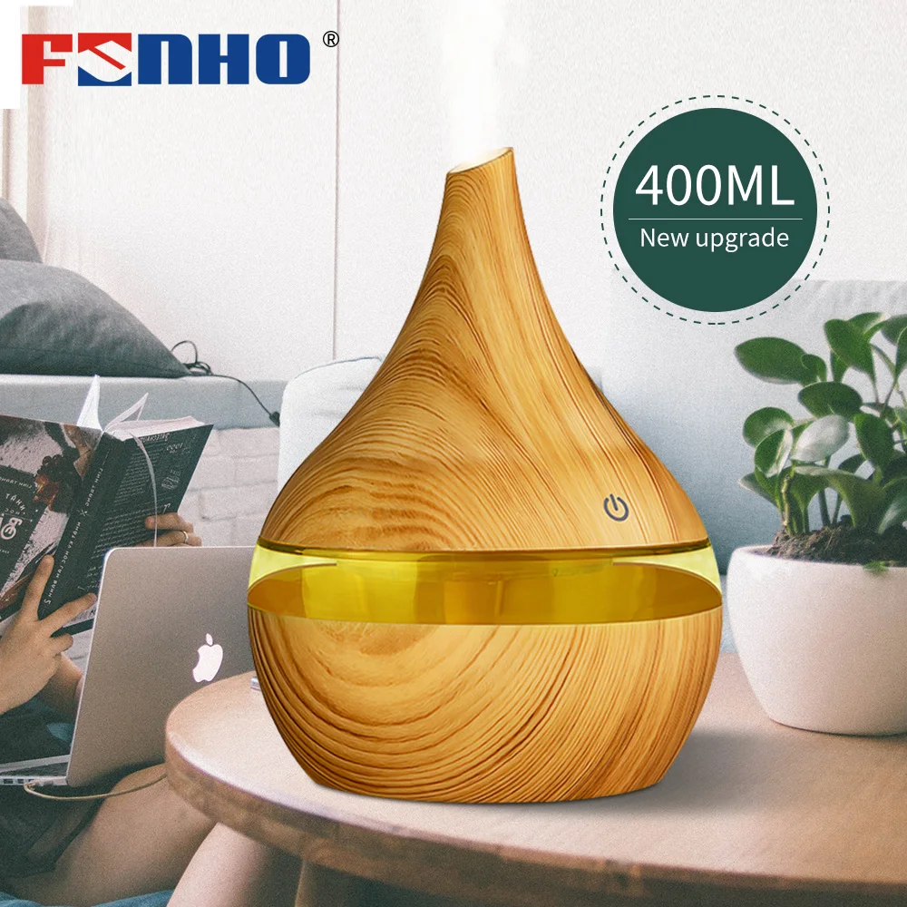 

FUNHO 400ml Air Humidifier Aroma Diffuser Aromatherapy Ultrasonic Mist Maker Essential Oil Diffuser Humificador 7 Color Office