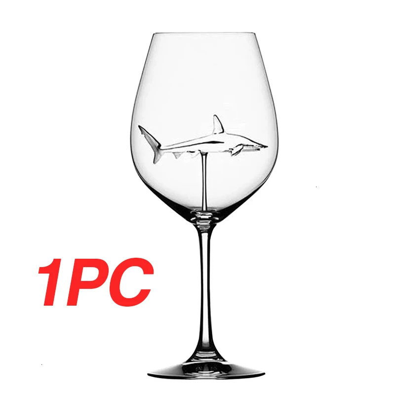 Горячая стеклянная чашка Европейская Хрустальная стеклянная Акула красное вино стеклянная чашка винная бутылка стекло высокий каблук Акула красное вино чашка Свадебная вечеринка подарок - Цвет: 1PC  A